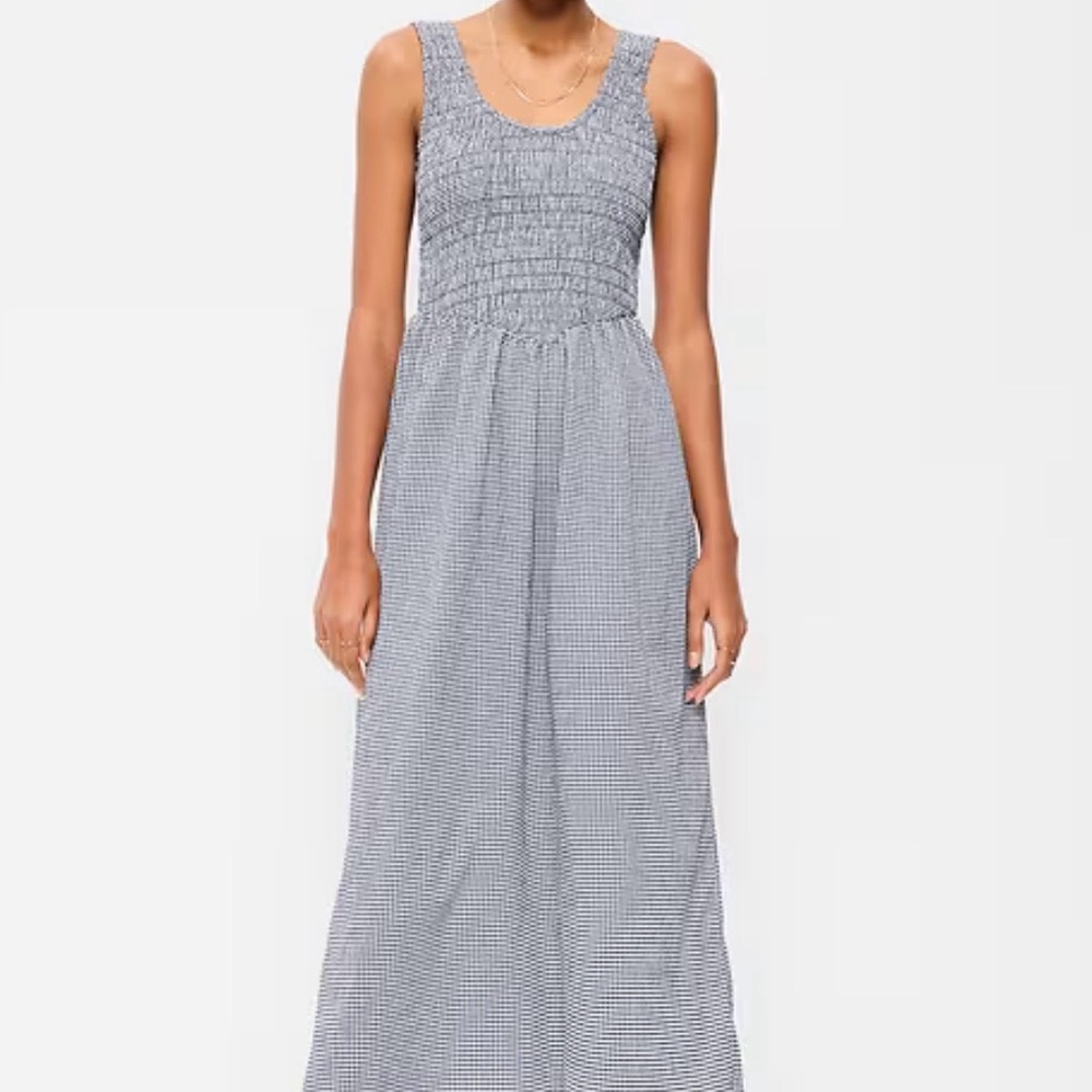 Old Navy Navy Gingham Smocked Maxi Dress